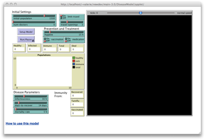 Epidemic model screenshot