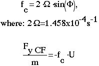 Mathematical equation for coriolis force