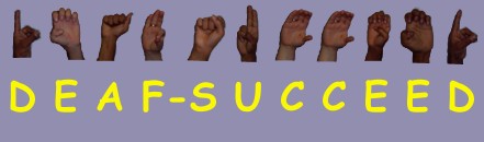 finger spelled DEAF SUCCEED Logo