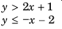 inequalitiesy>2x+1 y<-x-2