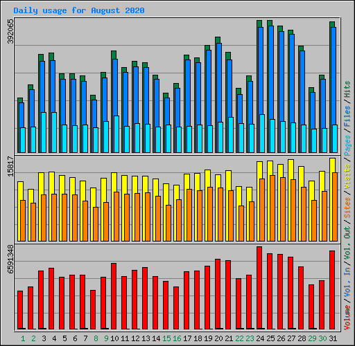 Daily usage for August 2020