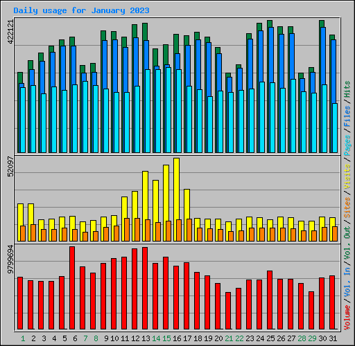 Daily usage for January 2023