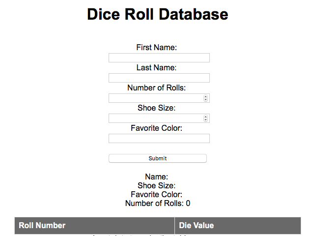 Dice Roll Database