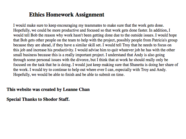 Ethics Homework